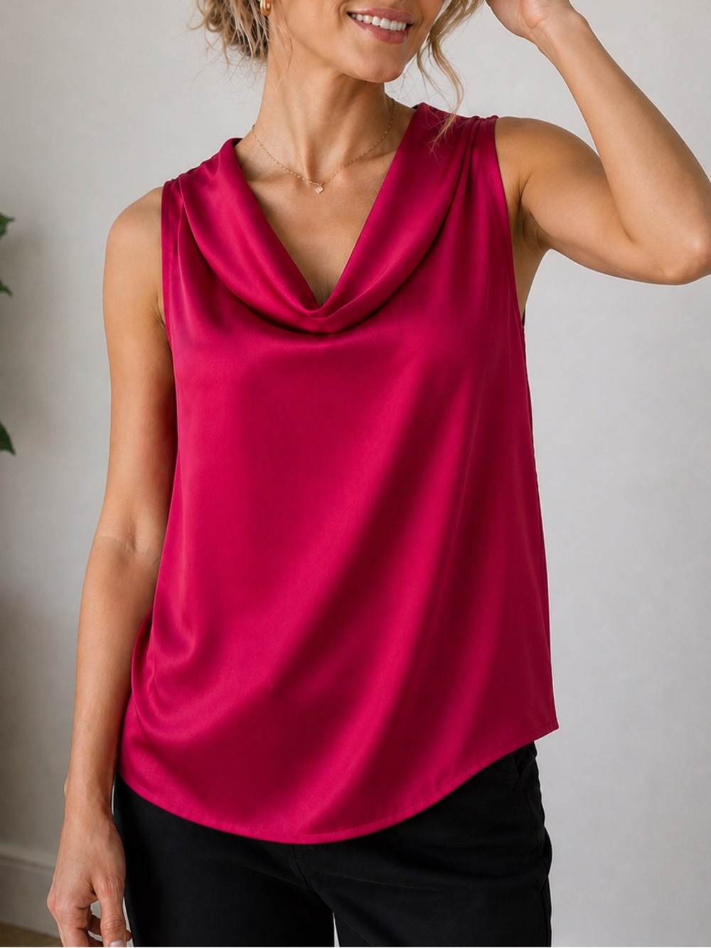 Vince Camuto Pink Sleeveless Cowl Neck Blouse Size Large